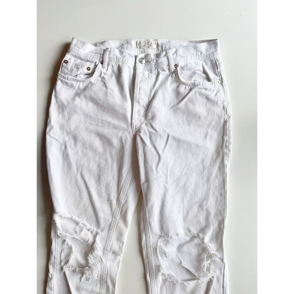 WE THE FREE PEOPLE Maggie White Mid Rise Destroyed Straight Leg Jeans, Size 29 - Picture 6 of 14